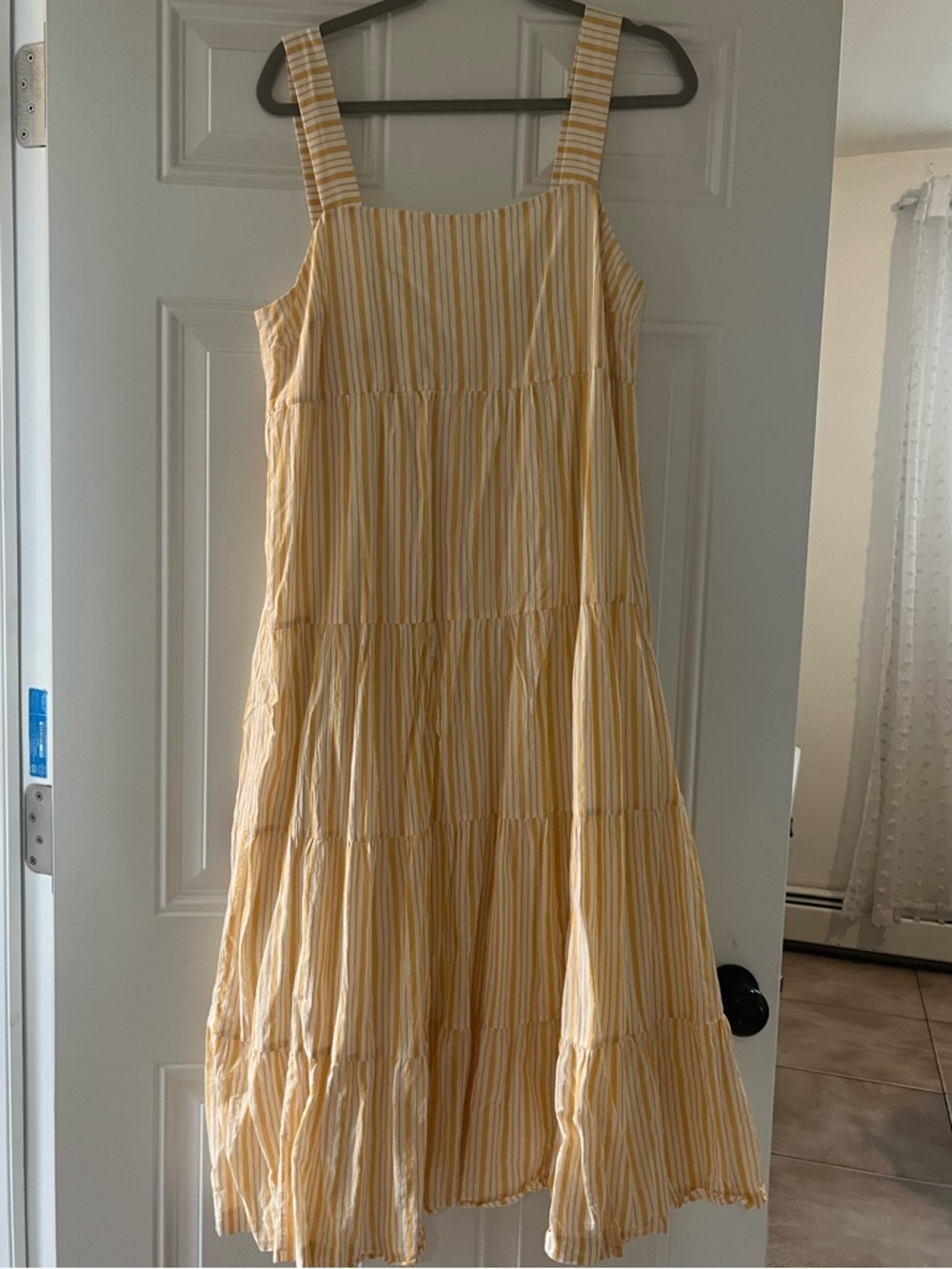 Madewell Yellow & White Striped Tiered Sundress for Women